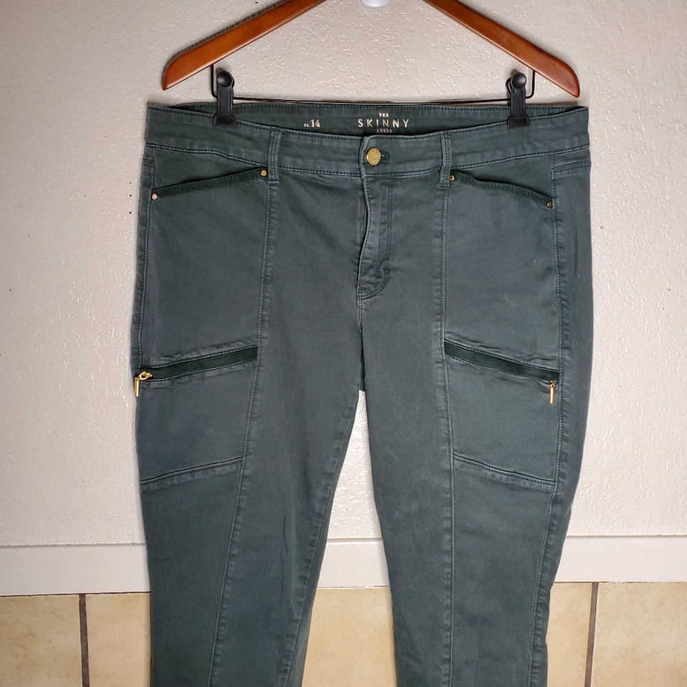 White House Black Market skinny crop green jeans